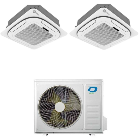 Condizionatore a cassetta 4 vie dual split 9000+9000 Btu Diloc Over A++ D.OVER218 inverter R32