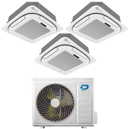 Condizionatore a cassetta 4 vie trial split 9000+9000+12000 Btu Diloc Over A++ D.OVER321 inverter R32
