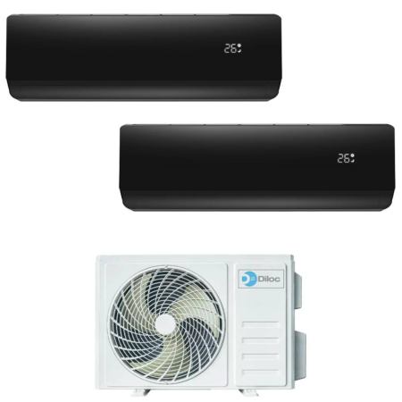 Climatizzatore Inverter Diloc Over black dual split 12+12 12000+12000 Btu D.Over218 R32 A+++ Wi-fi Integrato