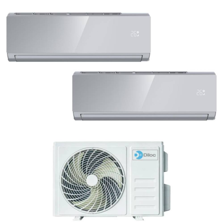 Climatizzatore Inverter Diloc Over Silver dual split 9+12 9000+12000 Btu D.Over214 R 32 A+++ Wi-fi Integrato