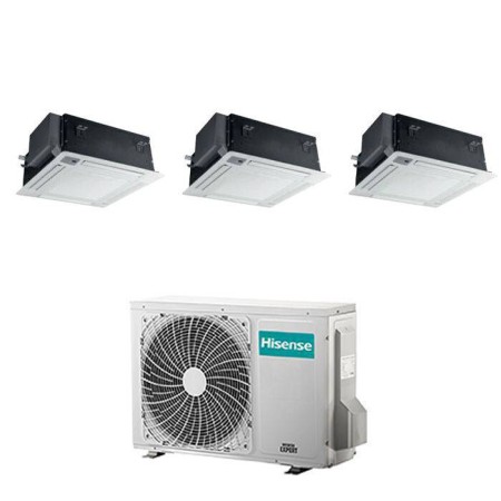 Condizionatore con inverter a cassetta 4 Vie Hisense trial split 9000+9000+12000 Btu in A++ con R32 3AMW62U4RJC