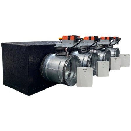Plenum canalizzato con serrande motorizzate wifi a 4 zone, centralina e interfaccia Siemens